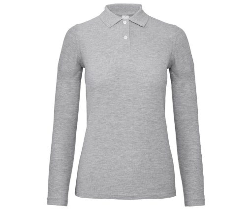 ID.001 Ladies' long-sleeved polo shirt PWI13 – B&C in Heather Grey