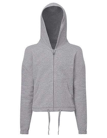 Kids Recycled Cropped Oversize Full-Zip Hoodie – TriDri® in Heather Grey