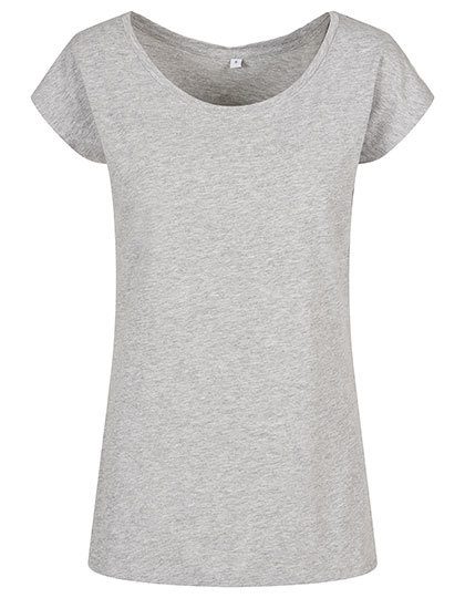 Ladies´ Wide Neck Tee – Build Your Brand Basic in Heather Grey