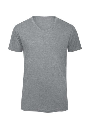 Men´s V-Neck Triblend T-Shirt – B&C BE INSPIRED in Heather Light Grey
