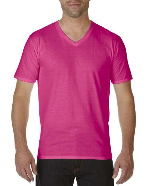 Premium Cotton® Adult V-Neck T-Shirt – Gildan in Heliconia
