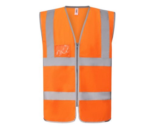 Hi-Vis Zip Id Reflective Border Waistcoat HVW103 – Yoko in Hi Vis Orange