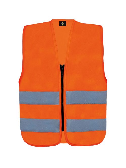 Kids´ Hi-Vis Safety Vest With Front Zipper Aalborg – Korntex in Hi Vis Orange