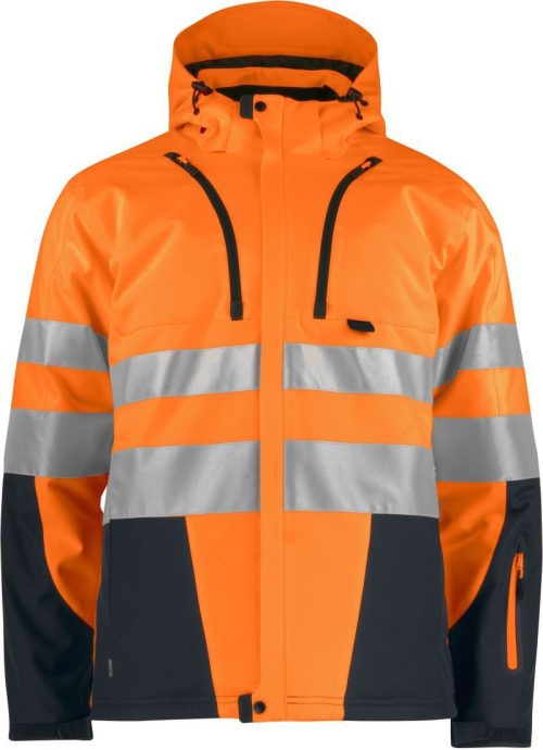 3-Lagen Sicherheits Softshell Jacke 6420 Padded Softshell – ProJob in Hi Vis Orange/Black