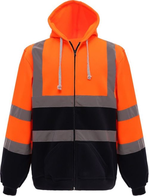 Hi-Vis Kapuzen Sweatjacke HVK 07 – Yoko in Hi Vis Orange/Navy