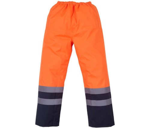 Hi-Vis Two-Tone Waterproof Overtrousers HVS463 – Yoko in Hi Vis Orange/Navy