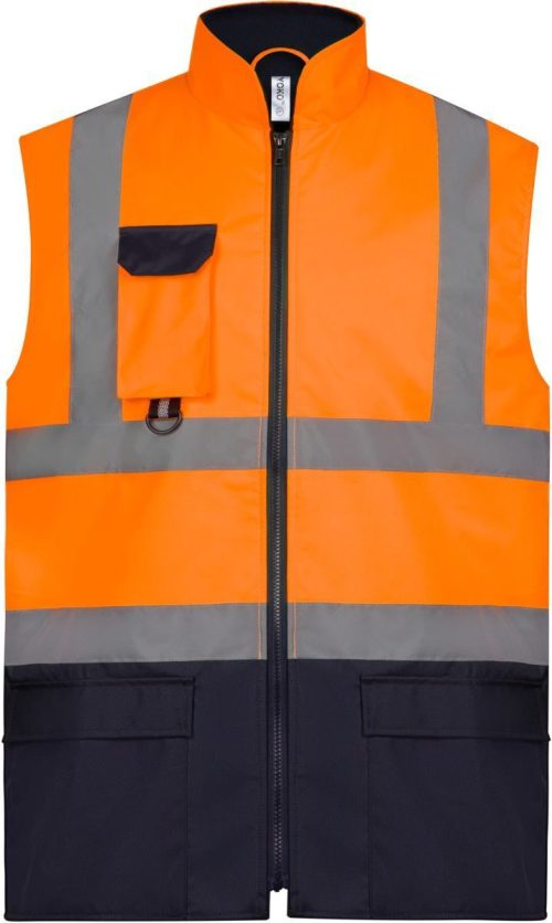 Hi-Vis Wattierter Bodywarmer HV 005 – Yoko in Hi Vis Orange/Navy