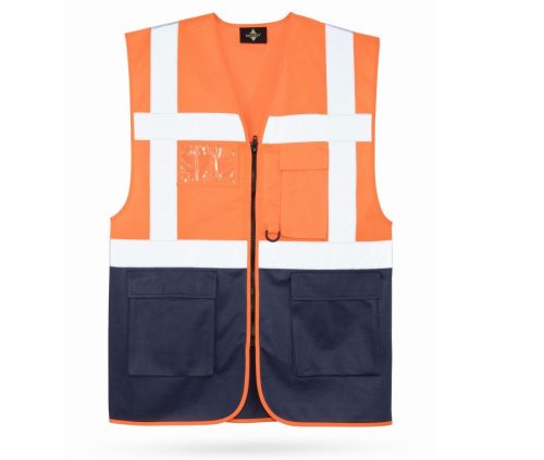 Comfort Executive Safety Vest "hamburg" - Multifunctional With Pockets – Korntex in Hi-Vis Yellow/Navy
