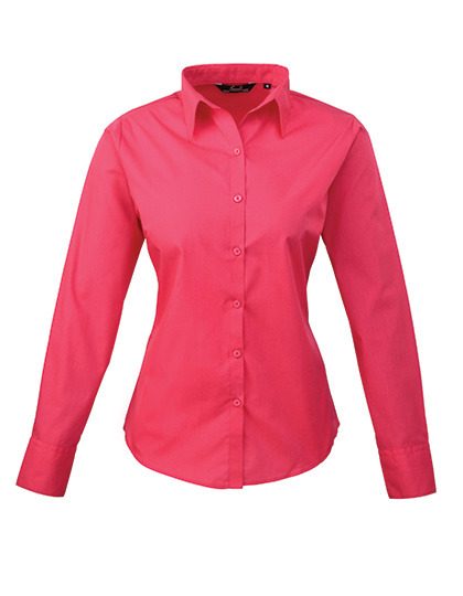 Women´s Poplin Long Sleeve Blouse – Premier Workwear in Hot Pink