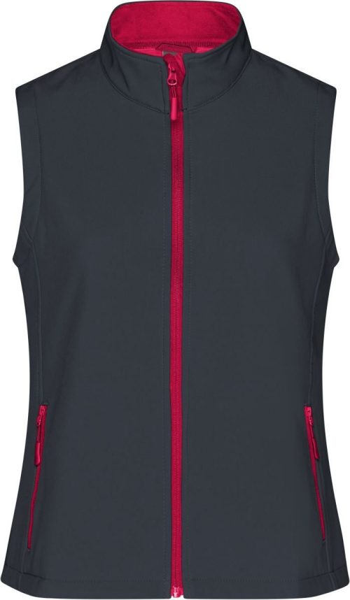 Damen 2-Lagen Promo Softshell Gilet JN 1127 – Daiber in Iron Grey/Red