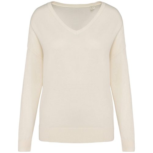Damenpullover mit V-Ausschnitt aus Lyocell NS921 – Spasso in Ivory