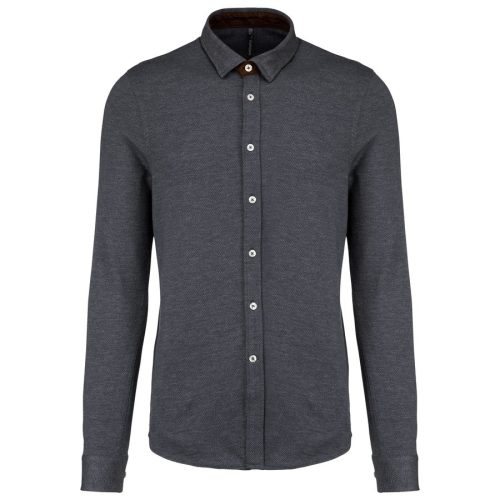 Langarm-Jacquardhemd K507 – Kariban in Jacquard Dark Grey
