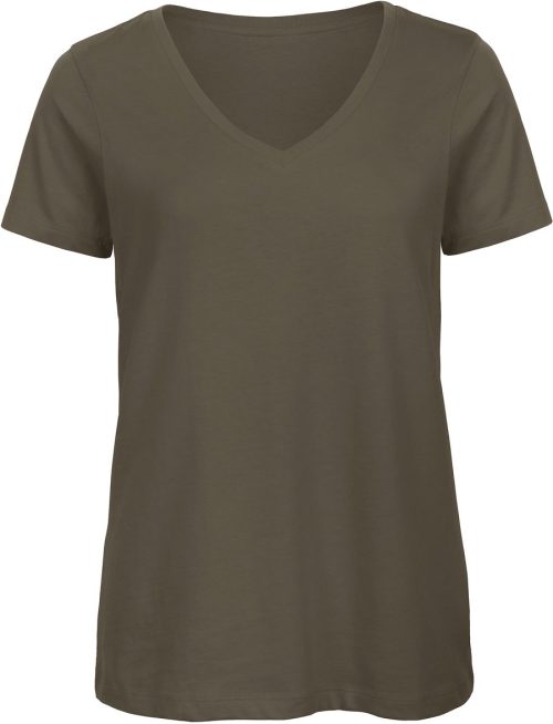 Ladies' Organic Inspire Cotton V-neck T-shirt TW045 – B&C in Khaki