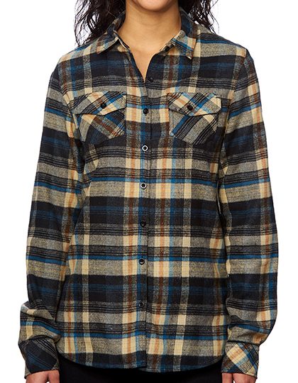 Ladies´ Woven Plaid Flannel Shirt – Burnside in Khaki Check