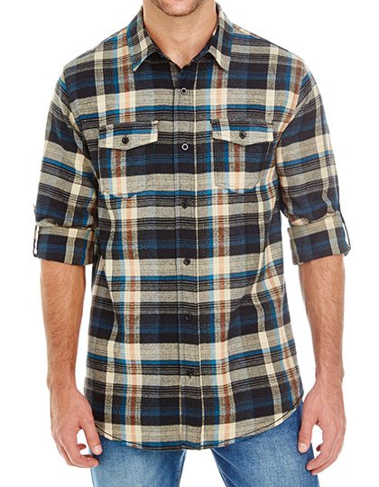 Woven Plaid Flannel Shirt – Burnside in Khaki Check