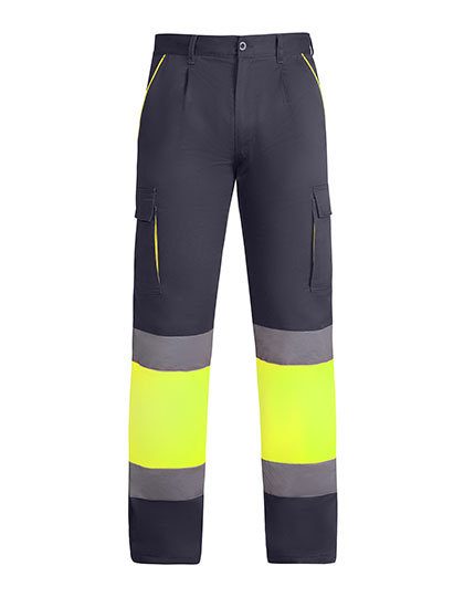 Trousers Enix – Roly Workwear in Lead 23/Fluor Yellow 221
