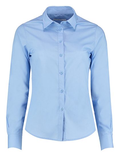 Women´s Tailored Fit Poplin Shirt Long Sleeve – Kustom Kit in Light Blue