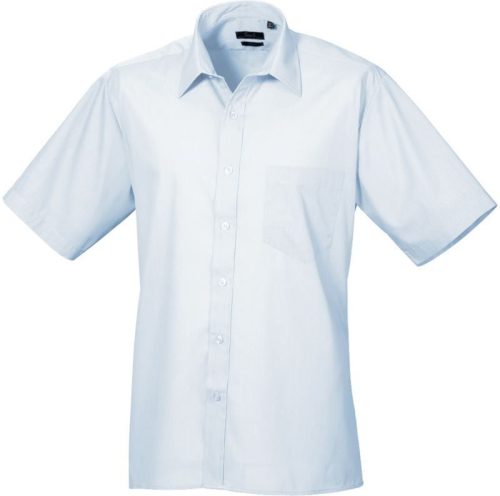 Men's Short Sleeve Poplin Shirt – Premier in Light Blue