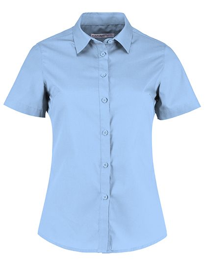 Women´s Tailored Fit Poplin Shirt Short Sleeve – Kustom Kit in Light Blue