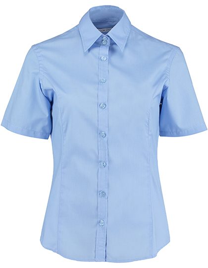 Women´s Tailored Fit Business Shirt Short Sleeve – Kustom Kit in Light Blue