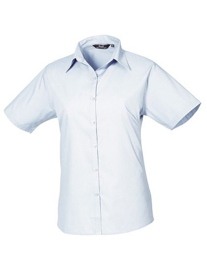 Women´s Poplin Short Sleeve Blouse – Premier Workwear in Light Blue (Ca. Pantone 2717C)