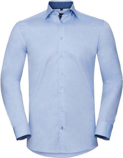 Long sleeve herringbone shirt R-964M-0 – Russell in Light Blue / Mid Blue / Bright Navy