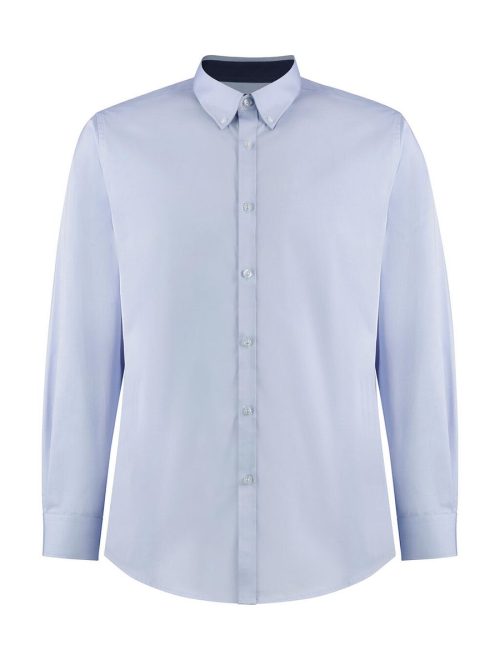 Tailored Fit Premium Contrast Oxford Shirt KK190 – Kustom Kit in Light Blue/Navy
