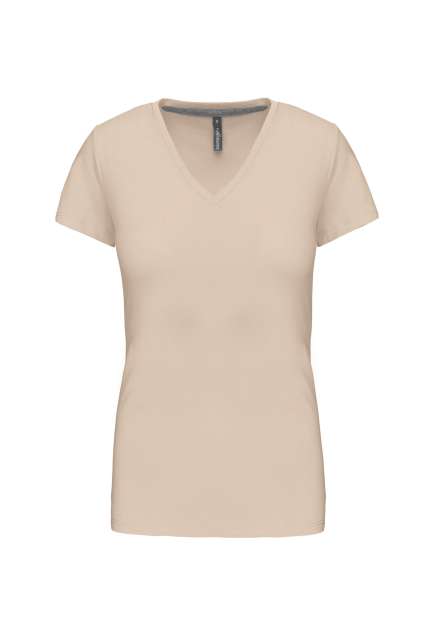 Ladies' Short-Sleeved V-Neck T-Shirt – Kariban in Light Sand