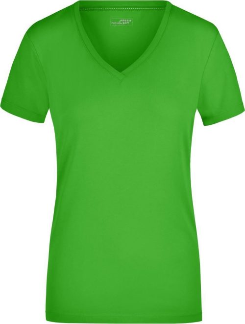 Damen Stretch V-Ausschnitt T-Shirt JN 928 – Daiber in Lime Green