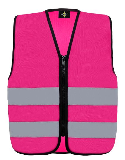 Kids´ Hi-Vis Safety Vest With Front Zipper Aalborg – Korntex in Magenta