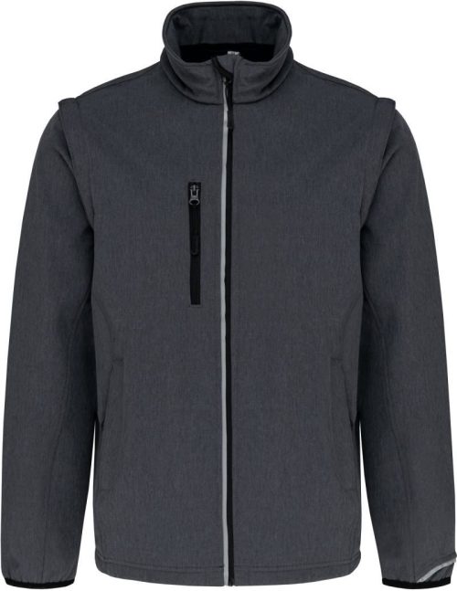 3-Lagen Softshell Jacke mit abnehmbaren Ärmeln PA 323 – Kariban ProAct in Marl Dark Grey