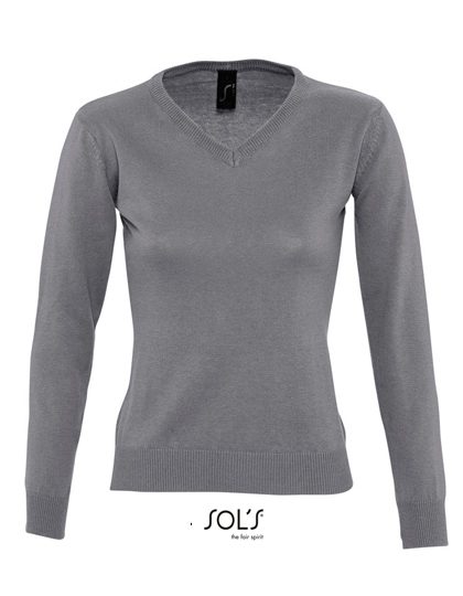 Women´s V-Neck Sweater Galaxy – SOL´S in Medium Grey (Solid)
