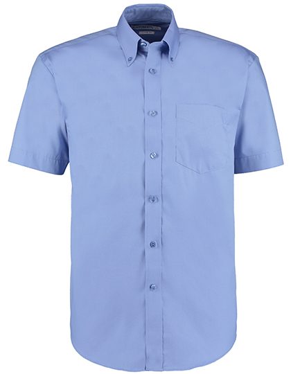 Men´s Classic Fit Premium Oxford Shirt Short Sleeve – Kustom Kit in Mid Blue
