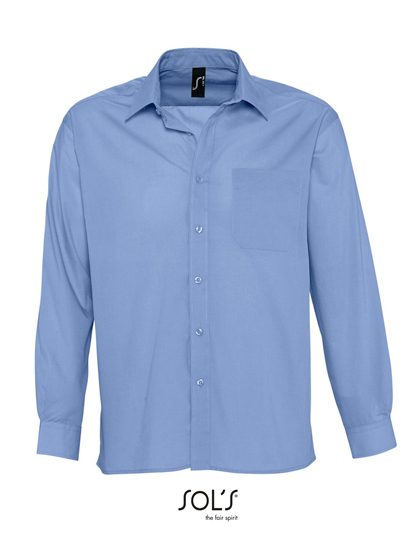 Popeline-Shirt Baltimore Long Sleeve – SOL´S in Middle Blue