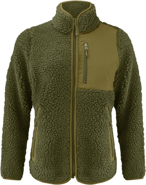 Damen Sherpa Fleece Jacke "Two-Tone" Kingsley Fleece Women – James Harvest in Moss Green