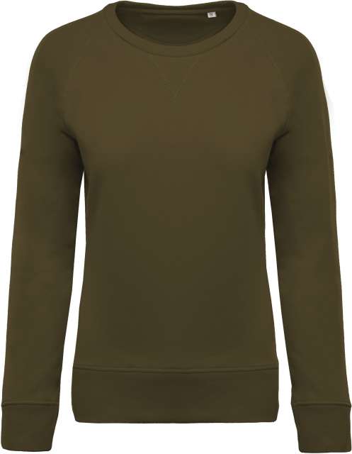 Ladies’ Organic Cotton Crew Neck Raglan Sleeve Sweatshirt – Kariban in Mossy Green