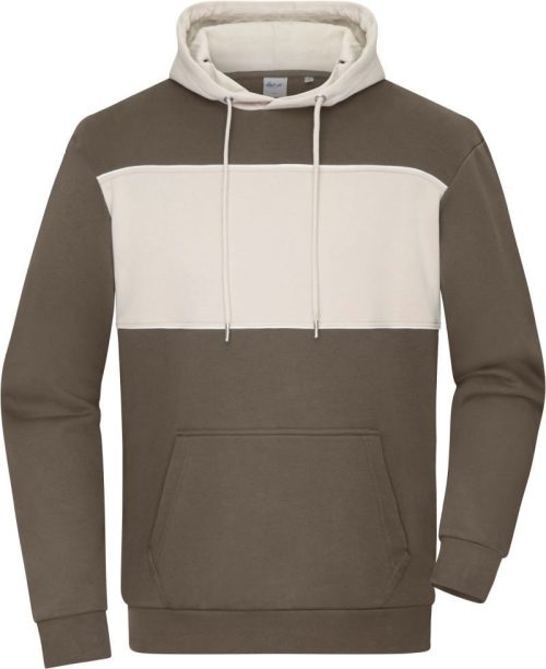 Bio Kapuzen Sweater "Colour-Block" 8051 – Daiber in Muddy Brown/Sandstone