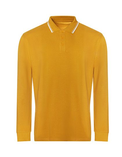 Long Sleeve Tipped 100 Polo – Just Polos in Mustard/White
