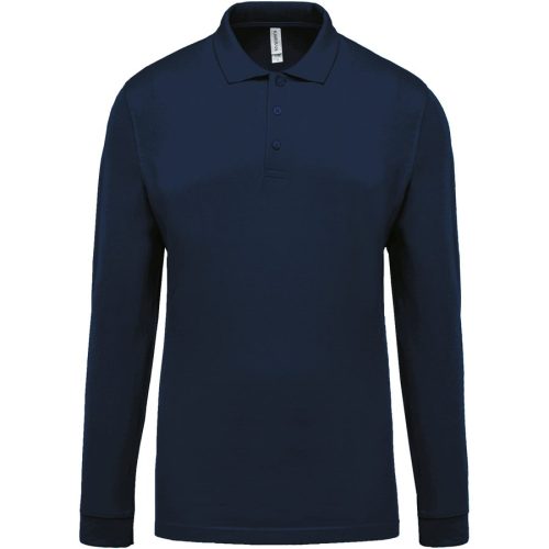 Herren Langarm-Polohemd. Baumwollpiqué K256 – Kariban in Navy