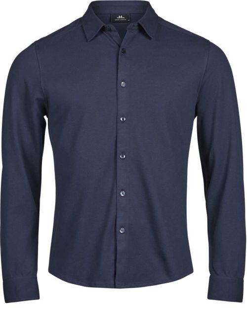 Piqué Hemd langarm "Luxury Stretch" TJ 1416 – Tee Jays in Navy