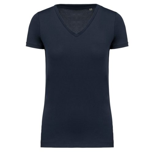 Damen-T-Shirt Supima® mit V-Ausschnitt und kurzen Ärmeln K3003 – Kariban in Navy