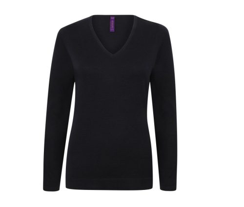 Ladies´ Lightweight V-Neck Jumper – Henbury in Navy