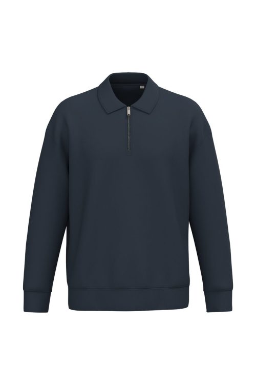 Unisex-Sweatshirt mit Reißverschluss, Polokragen und überschnittenen Schultern NS432 – Native Spirit in Navy Blue