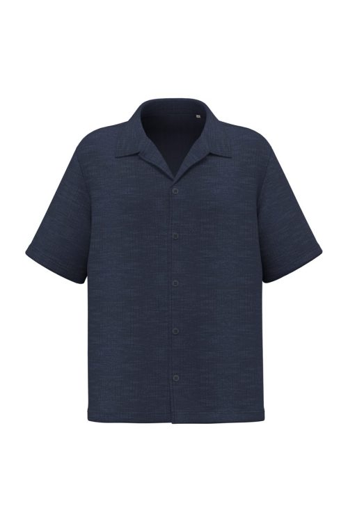 Strukturierte Kurzarm-Herrenhemd SP530 – Spasso in Navy Blue