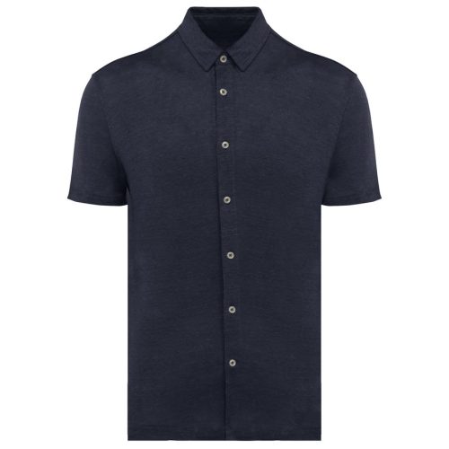 Leinenhemd mit kurzen Ärmeln für Herren SP517 – Spasso in Navy Blue