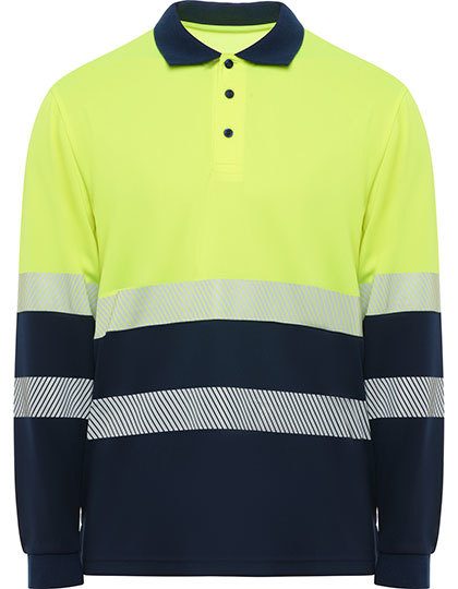 Polo Shirt Vega Long Sleeve – Roly Workwear in Navy Blue 55/Fluor Yellow 221