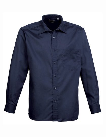 Men´s Poplin Long Sleeve Shirt – Premier Workwear in Navy (Ca. Pantone 2378C)