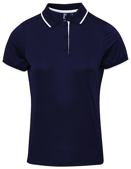 Women´s Contrast Coolchecker® Polo – Premier Workwear in Navy (Ca. Pantone 2378C)/White