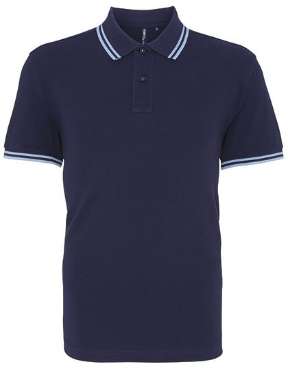 Men´s Classic Fit Tipped Polo – Asquith & Fox in Navy/Cornflower