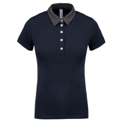 Zweifarbiges Jersey-Polohemd für Damen K261 – Kariban in Navy / Dark Grey Heather